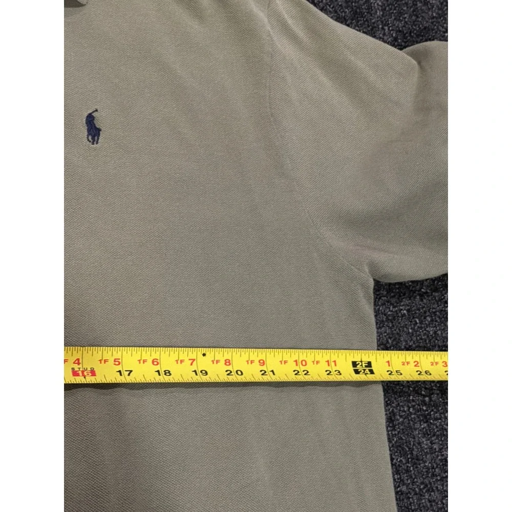 VTG Polo Ralph Lauren Polo Shirt Green Casual Pique Cotton Blue Pony Logo Men XL